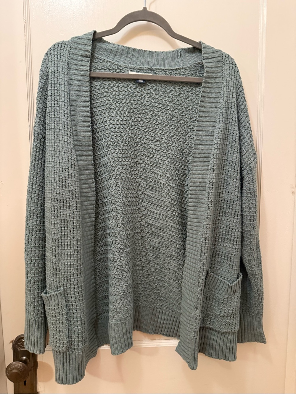 American Eagle Outfitters Open-Front Cozy Cardigan in Sage